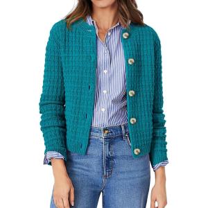imagePRETTYGARDEN Womens Knit Cardigan Sweaters Casual Long Sleeve Open Front Button Down Trendy Jackets OuterwearPeacock Blue