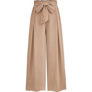 imagePRETTYGARDEN Womens Wide Leg Work Pants Business Casual High Waisted Loose Palazzo Trouser Summer ClothesCamel