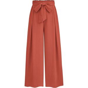 imagePRETTYGARDEN Womens Wide Leg Work Pants Business Casual High Waisted Loose Palazzo Trouser Summer ClothesOrange