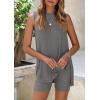 imagePRETTYGARDEN 2 Piece Sets for Women 2025 Summer Matching Lounge Shorts Set Resort Airport Travel Loungewear Outfits ClothingDark Grey