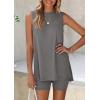 imagePRETTYGARDEN 2 Piece Sets for Women 2025 Summer Matching Lounge Shorts Set Resort Airport Travel Loungewear Outfits ClothingDark Grey
