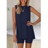 imagePRETTYGARDEN 2 Piece Sets for Women 2025 Summer Matching Lounge Shorts Set Resort Airport Travel Loungewear Outfits ClothingNavy