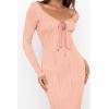 imagePRETTYGARDEN Cocktail Dresses for Women 2024 Fall Long Sleeve Tie Front Cut Out Bodycon Sexy Club Party Maxi DressPink