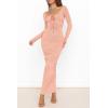imagePRETTYGARDEN Cocktail Dresses for Women 2024 Fall Long Sleeve Tie Front Cut Out Bodycon Sexy Club Party Maxi DressPink