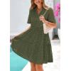 imagePRETTYGARDEN Eyelet Dresses for Women 2025 Summer Short Sleeve V Neck Hollow Out Ruffle A Line Boho Beach Vacation Mini DressArmy Green