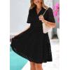 imagePRETTYGARDEN Eyelet Dresses for Women 2025 Summer Short Sleeve V Neck Hollow Out Ruffle A Line Boho Beach Vacation Mini DressBlack