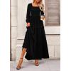 imagePRETTYGARDEN Fall Dresses for Women 2025 Long Sleeve Smocked Square Neck Swiss Dot Tiered Flowy Wedding Guest Maxi DressBlack