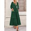 imagePRETTYGARDEN Fall Dresses for Women 2025 Long Sleeve Smocked Square Neck Swiss Dot Tiered Flowy Wedding Guest Maxi DressDark Green