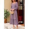 imagePRETTYGARDEN Fall Dresses for Women 2025 Long Sleeve Smocked Square Neck Swiss Dot Tiered Flowy Wedding Guest Maxi DressGrey Purple