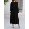 imagePRETTYGARDEN Long Sleeve Dress for Women 2025 Fall V Neck Tiered Aline Spring Elegant Modest Flowy Wedding Guest Maxi DressesBlack
