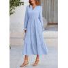 imagePRETTYGARDEN Long Sleeve Dress for Women 2025 Fall V Neck Tiered Aline Spring Elegant Modest Flowy Wedding Guest Maxi DressesLight Blue