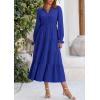 imagePRETTYGARDEN Long Sleeve Dress for Women 2025 Fall V Neck Tiered Aline Spring Elegant Modest Flowy Wedding Guest Maxi DressesRoyal Blue