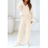imagePRETTYGARDEN Lounge Sets for Women Two Piece Sweaters Pajama Set Fall Fashion 2025 Loungewear Outfits Matching Winter ClothesBeige