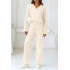 imagePRETTYGARDEN Lounge Sets for Women Two Piece Sweaters Pajama Set Fall Fashion 2025 Loungewear Outfits Matching Winter ClothesBeige