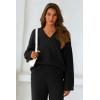 imagePRETTYGARDEN Lounge Sets for Women Two Piece Sweaters Pajama Set Fall Fashion 2025 Loungewear Outfits Matching Winter ClothesBlack