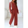 imagePRETTYGARDEN Lounge Sets for Women Two Piece Sweaters Pajama Set Fall Fashion 2025 Loungewear Outfits Matching Winter ClothesBrick Red
