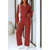 imagePRETTYGARDEN Lounge Sets for Women Two Piece Sweaters Pajama Set Fall Fashion 2025 Loungewear Outfits Matching Winter ClothesBrick Red