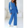 imagePRETTYGARDEN Lounge Sets for Women Two Piece Sweaters Pajama Set Fall Fashion 2025 Loungewear Outfits Matching Winter ClothesBrilliant Blue