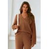 imagePRETTYGARDEN Lounge Sets for Women Two Piece Sweaters Pajama Set Fall Fashion 2025 Loungewear Outfits Matching Winter ClothesBrown