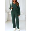 imagePRETTYGARDEN Lounge Sets for Women Two Piece Sweaters Pajama Set Fall Fashion 2025 Loungewear Outfits Matching Winter ClothesDark Green