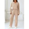 imagePRETTYGARDEN Lounge Sets for Women Two Piece Sweaters Pajama Set Fall Fashion 2025 Loungewear Outfits Matching Winter ClothesKhaki