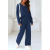 imagePRETTYGARDEN Lounge Sets for Women Two Piece Sweaters Pajama Set Fall Fashion 2025 Loungewear Outfits Matching Winter ClothesNavy