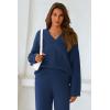 imagePRETTYGARDEN Lounge Sets for Women Two Piece Sweaters Pajama Set Fall Fashion 2025 Loungewear Outfits Matching Winter ClothesNavy