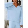 imagePRETTYGARDEN Lounge Sets for Women Two Piece Sweaters Pajama Set Fall Fashion 2025 Loungewear Outfits Matching Winter ClothesSky Blue