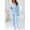 imagePRETTYGARDEN Lounge Sets for Women Two Piece Sweaters Pajama Set Fall Fashion 2025 Loungewear Outfits Matching Winter ClothesSky Blue
