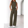 imagePRETTYGARDEN One Piece Jumpsuits for Women Dressy Summer Business Casual Outifts Sleeveless Mock Neck Wide Leg RompersArmy Green