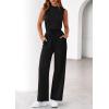 imagePRETTYGARDEN One Piece Jumpsuits for Women Dressy Summer Business Casual Outifts Sleeveless Mock Neck Wide Leg RompersBlack