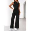 imagePRETTYGARDEN One Piece Jumpsuits for Women Dressy Summer Business Casual Outifts Sleeveless Mock Neck Wide Leg RompersBlack