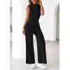 imagePRETTYGARDEN One Piece Jumpsuits for Women Dressy Summer Business Casual Outifts Sleeveless Mock Neck Wide Leg RompersBlack