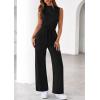 imagePRETTYGARDEN One Piece Jumpsuits for Women Dressy Summer Business Casual Outifts Sleeveless Mock Neck Wide Leg RompersBlack