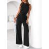 imagePRETTYGARDEN One Piece Jumpsuits for Women Dressy Summer Business Casual Outifts Sleeveless Mock Neck Wide Leg RompersBlack