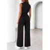 imagePRETTYGARDEN One Piece Jumpsuits for Women Dressy Summer Business Casual Outifts Sleeveless Mock Neck Wide Leg RompersBlack