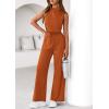 imagePRETTYGARDEN One Piece Jumpsuits for Women Dressy Summer Business Casual Outifts Sleeveless Mock Neck Wide Leg RompersBrick Red
