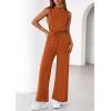 imagePRETTYGARDEN One Piece Jumpsuits for Women Dressy Summer Business Casual Outifts Sleeveless Mock Neck Wide Leg RompersBrick Red