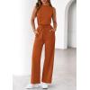 imagePRETTYGARDEN One Piece Jumpsuits for Women Dressy Summer Business Casual Outifts Sleeveless Mock Neck Wide Leg RompersBrick Red