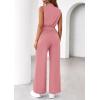 imagePRETTYGARDEN One Piece Jumpsuits for Women Dressy Summer Business Casual Outifts Sleeveless Mock Neck Wide Leg RompersDusty Pink