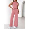 imagePRETTYGARDEN One Piece Jumpsuits for Women Dressy Summer Business Casual Outifts Sleeveless Mock Neck Wide Leg RompersDusty Pink
