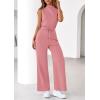 imagePRETTYGARDEN One Piece Jumpsuits for Women Dressy Summer Business Casual Outifts Sleeveless Mock Neck Wide Leg RompersDusty Pink