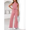 imagePRETTYGARDEN One Piece Jumpsuits for Women Dressy Summer Business Casual Outifts Sleeveless Mock Neck Wide Leg RompersDusty Pink