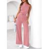 imagePRETTYGARDEN One Piece Jumpsuits for Women Dressy Summer Business Casual Outifts Sleeveless Mock Neck Wide Leg RompersDusty Pink
