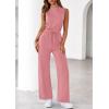 imagePRETTYGARDEN One Piece Jumpsuits for Women Dressy Summer Business Casual Outifts Sleeveless Mock Neck Wide Leg RompersDusty Pink