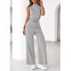 imagePRETTYGARDEN One Piece Jumpsuits for Women Dressy Summer Business Casual Outifts Sleeveless Mock Neck Wide Leg RompersGrey