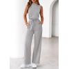 imagePRETTYGARDEN One Piece Jumpsuits for Women Dressy Summer Business Casual Outifts Sleeveless Mock Neck Wide Leg RompersGrey