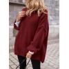 imagePRETTYGARDEN Oversized Sweaters for Women 2025 Chunky Turtleneck Sweater Fall Clothes Long Sleeve Tops Winter ClothingWine Red