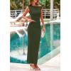 imagePRETTYGARDEN Skirt Sets Women 2 Piece Outfits Summer 2025 One Shoulder Sexy Ruched Bodycon Maxi Long SkirtsArmy Green