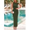 imagePRETTYGARDEN Skirt Sets Women 2 Piece Outfits Summer 2025 One Shoulder Sexy Ruched Bodycon Maxi Long SkirtsArmy Green